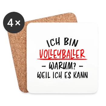 Volleyball Lustige Spruch Beachvolleyball Geschenk - Untersetzer (4er-Set) - Weiß - Vorne