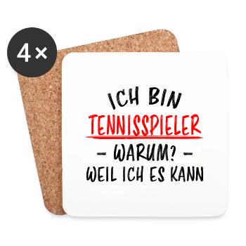 Tennis Lustiger Spruch Fun Tennisspieler Geschenk - Untersetzer (4er-Set) - Weiß - Vorne