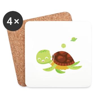 Funny Turtle Sea Turtle Sea Water - Coasters (set of 4) - white - Front