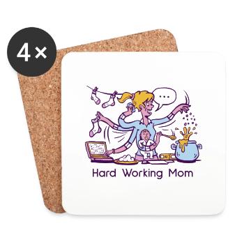 Maman qui travaille dur - Jack of all trades Mama - Dessous de verre (lot de 4) - blanc - Devant
