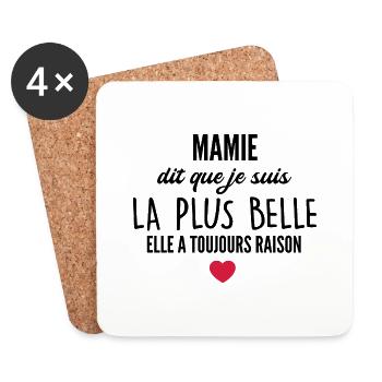 mamie dit que je suis la plus belle - Dessous de verre (lot de 4) - blanc - Devant
