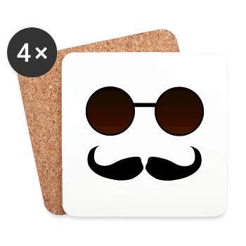 Hispter Mustache and Googles - Coasters (set of 4) - white - Front