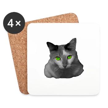 the green-eyed cat - Coasters (set of 4) - white - Front