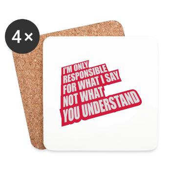 what I say quote - Coasters (set of 4) - white - Front