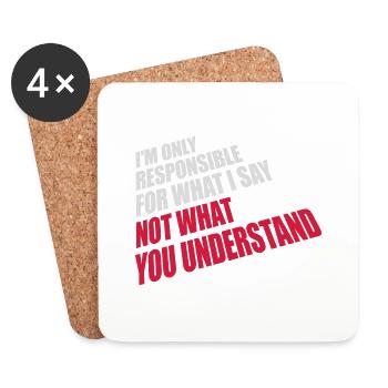 what I say quote - Coasters (set of 4) - white - Front