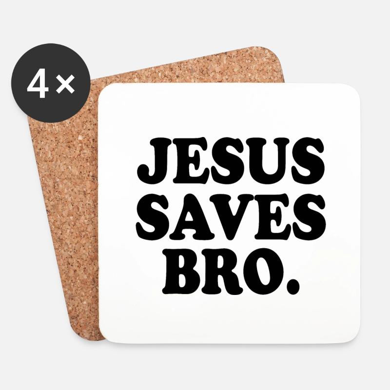 Jesus saves bro - Untersetzer (4er-Set) - Weiß