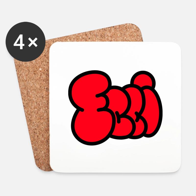Ballonschrift ELLI rot - Untersetzer (4er-Set) - Weiß