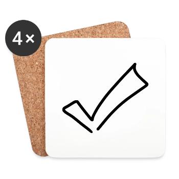 Haken Emoji Skizze Zeichnung - Untersetzer (4er-Set) - Weiß - Vorne