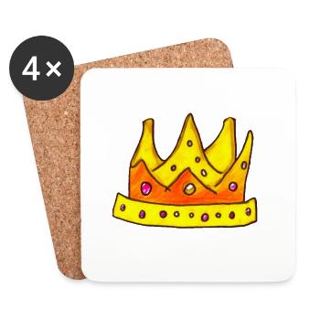 Krone König Königin Kaiser Majestät Kinder Design - Untersetzer (4er-Set) - Weiß - Vorne