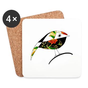 Oiseau - Dessous de verre (lot de 4) - blanc - Devant