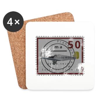 Historische Briefmarke der Luftfahrt, phantasie - Untersetzer (4er-Set) - Weiß - Vorne
