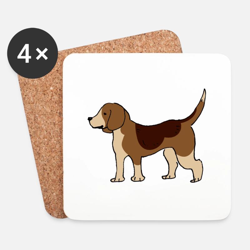 Beagle - Coasters (set of 4) - white