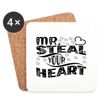 Mr Steal your Heart - Untersetzer (4er-Set) - Weiß - Vorne