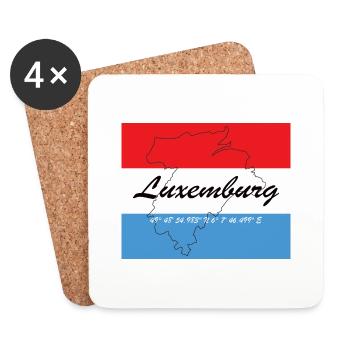 Luxemburg - Hauptstadt mit GPS & Flagge - Untersetzer (4er-Set) - Weiß - Vorne