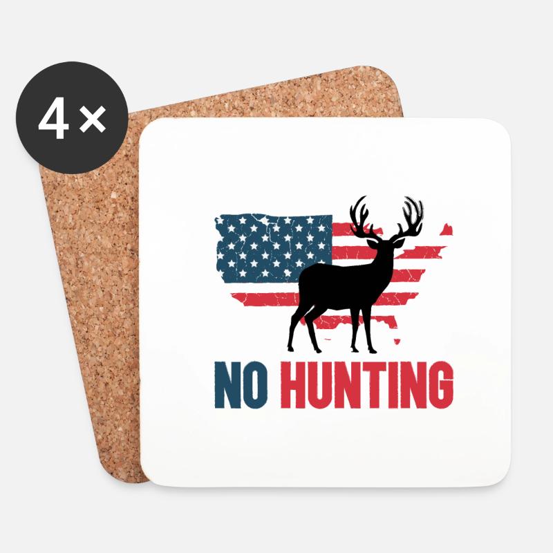 Anti Chasse Keine Jagd USA - Untersetzer (4er-Set) - Weiß