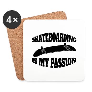 Skateboard Skating Longboard Skateboarding Skater - Coasters (set of 4) - white - Front