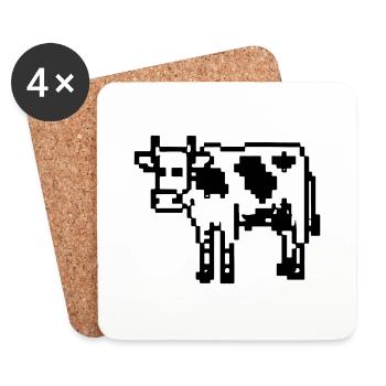 Idée cadeau Cow Pixel Pixel Cow - Dessous de verre (lot de 4) - blanc - Devant