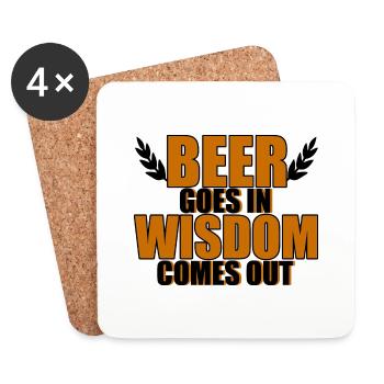 Beer goes in, wisdom comes out 2 - Coasters (set of 4) - white - Front
