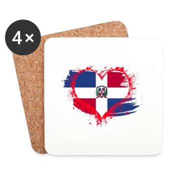 Dominikanische Republik Flagge Herz - Untersetzer (4er-Set) - Weiß - Vorne