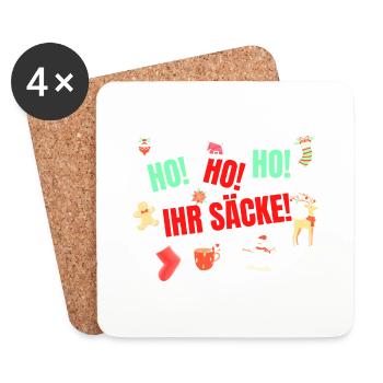 Ho Ho Ho Ihr Säcke - Untersetzer (4er-Set) - Weiß - Vorne