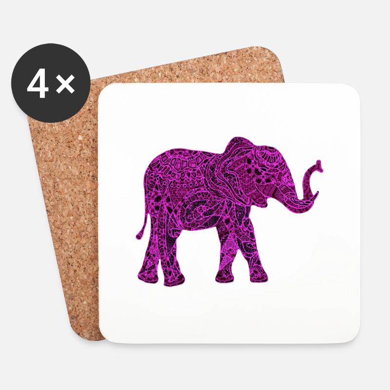 Elefant - Untersetzer (4er-Set) - Weiß