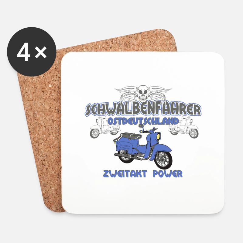 Schwalbenfahrer Simson Schwalbe Kult Roller DDR - Untersetzer (4er-Set) - Weiß
