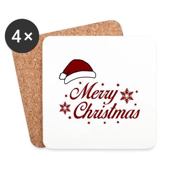 Merry Christmas - Untersetzer (4er-Set) - Weiß - Vorne