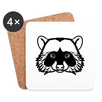 Waschbär schwarz - Untersetzer (4er-Set) - Weiß - Vorne