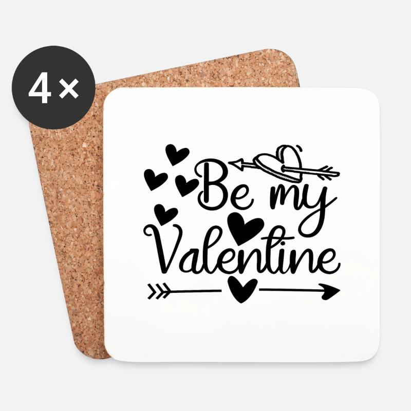 Be My Valentine - Untersetzer (4er-Set) - Weiß