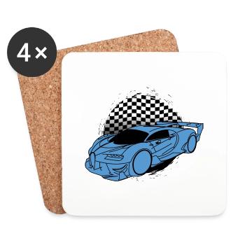 Buga Sports Car Raceflag - Dessous de verre (lot de 4) - blanc - Devant