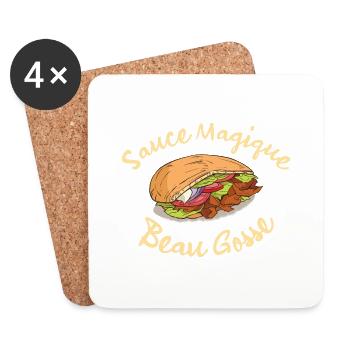 Sauce Magique Beau Gosse - Dessous de verre (lot de 4) - blanc - Devant