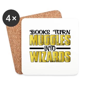 Books Turn Muggles Into Wizards 2 - Coasters (set of 4) - white - Front
