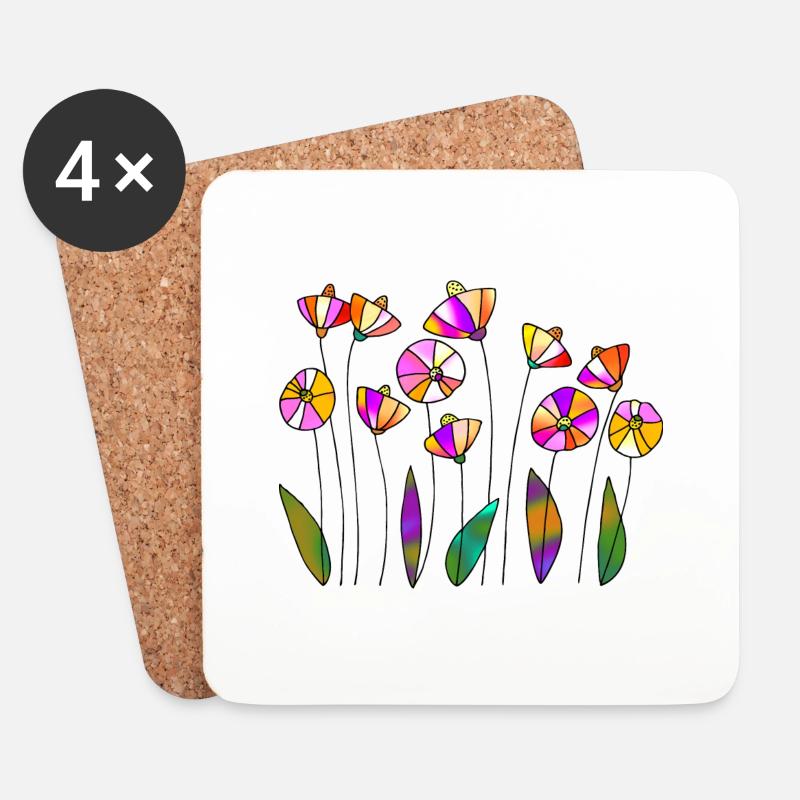Blumen - Untersetzer (4er-Set) - Weiß