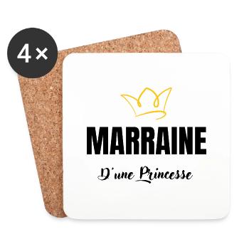 marraine d'une princesse - Dessous de verre (lot de 4) - blanc - Devant