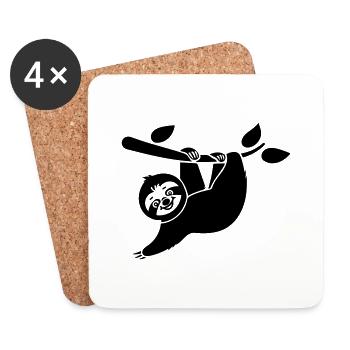 Cartoon Faultier - Tolles Design - Untersetzer (4er-Set) - Weiß - Vorne