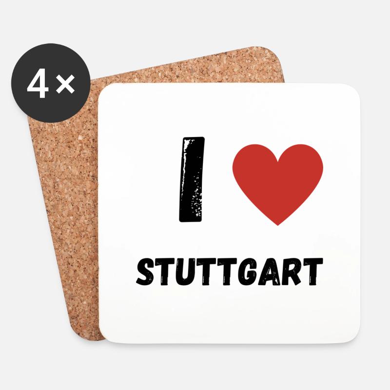I Love Stuttgart - Untersetzer (4er-Set) - Weiß