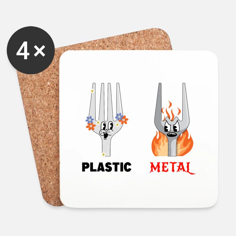 Gabel Plastic Metal Musik - Untersetzer (4er-Set) - Weiß