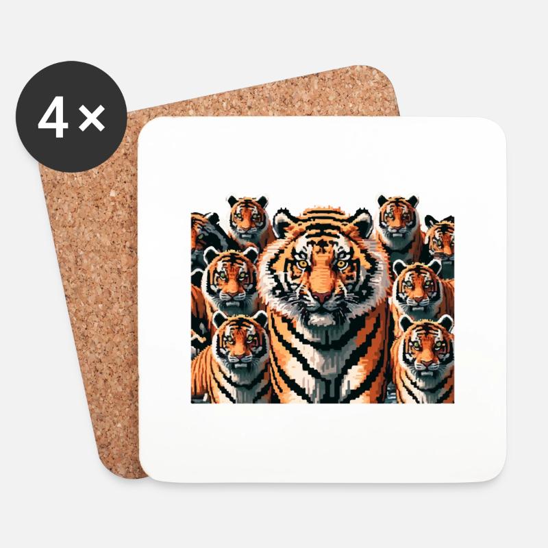 Tiger - Untersetzer (4er-Set) - Weiß