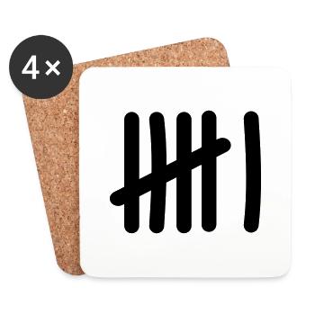 Strichliste Symbol - 6 Striche - Untersetzer (4er-Set) - Weiß - Vorne