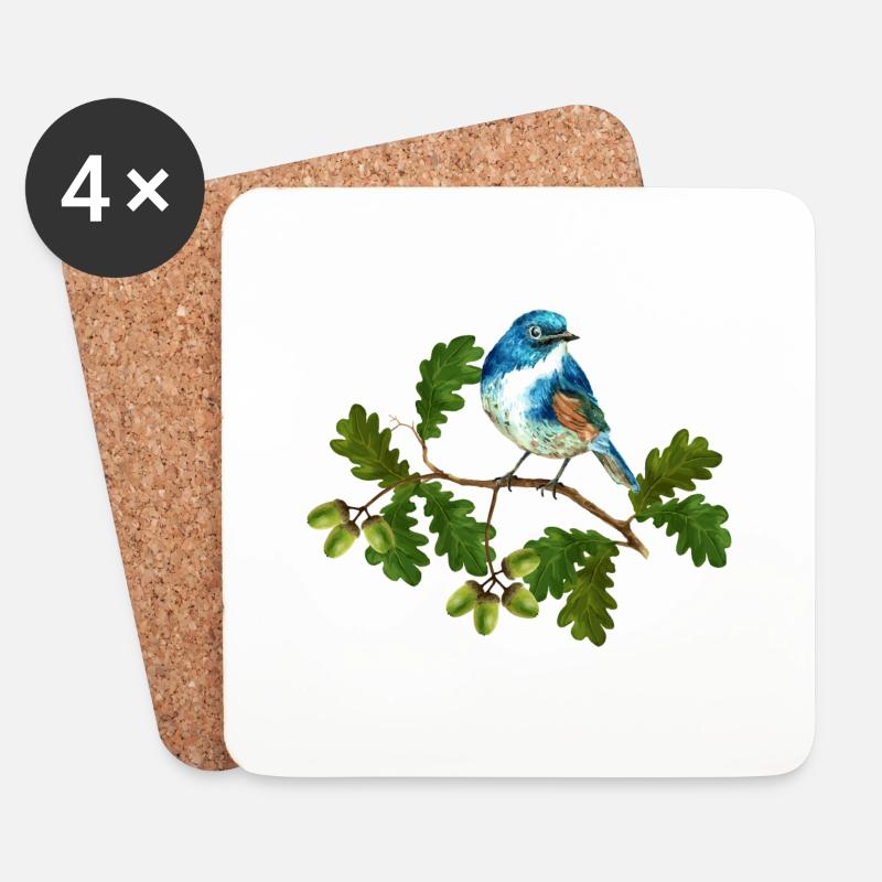Bunter Vogel - Untersetzer (4er-Set) - Weiß