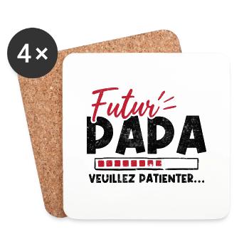 Futur papa veuillez patienter - Dessous de verre (lot de 4) - blanc - Devant