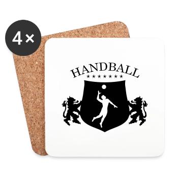 Armoiries de handball - Dessous de verre (lot de 4) - blanc - Devant