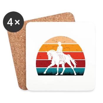 RETRO PFERDEDESIGN I REITEN - Untersetzer (4er-Set) - Weiß - Vorne