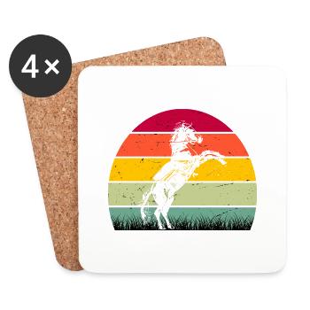 RETRO PFERDEDESIGN I REITEN - Untersetzer (4er-Set) - Weiß - Vorne