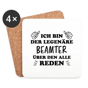 Beamter Lustiger Spruch Verbeamtung Büro Geschenk - Untersetzer (4er-Set) - Weiß - Vorne