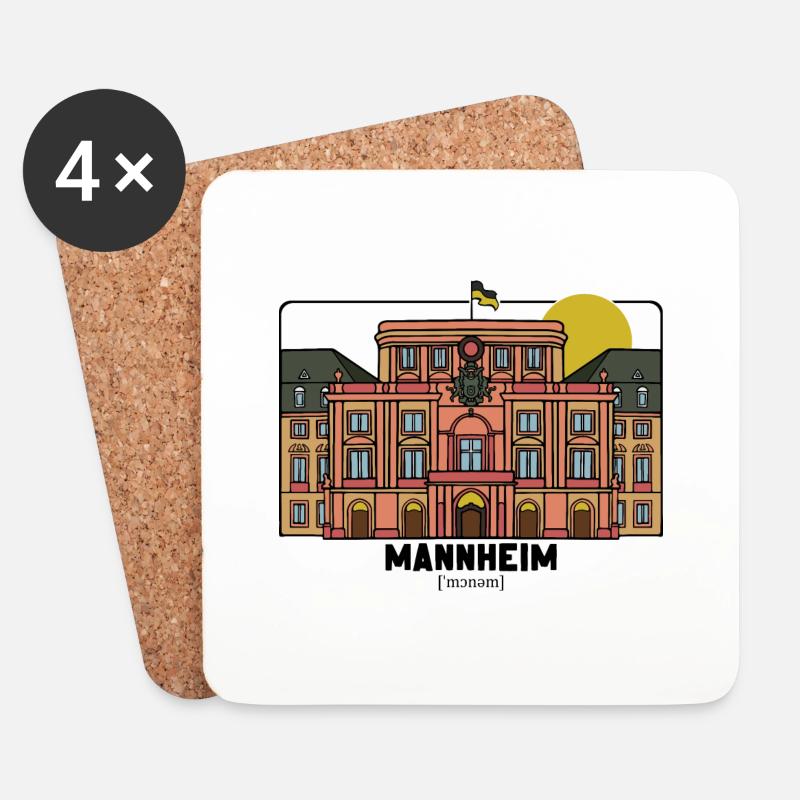 Mannheimer Barockschloss - Untersetzer (4er-Set) - Weiß