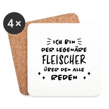 Fleischer Metzger Lustig Spruch Fleischer Geschenk - Untersetzer (4er-Set) - Weiß - Vorne