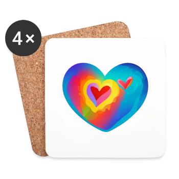Mariage Fête des mères Saint-Valentin Fiançailles Amour - Dessous de verre (lot de 4) - blanc - Devant