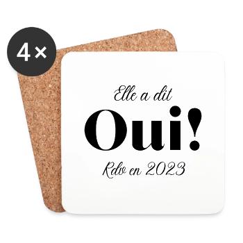 Elle a dit oui en 2023 - Dessous de verre (lot de 4) - blanc - Devant