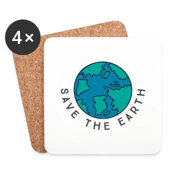 Save the Earth Umweltschutz Motiv - Untersetzer (4er-Set) - Weiß - Vorne